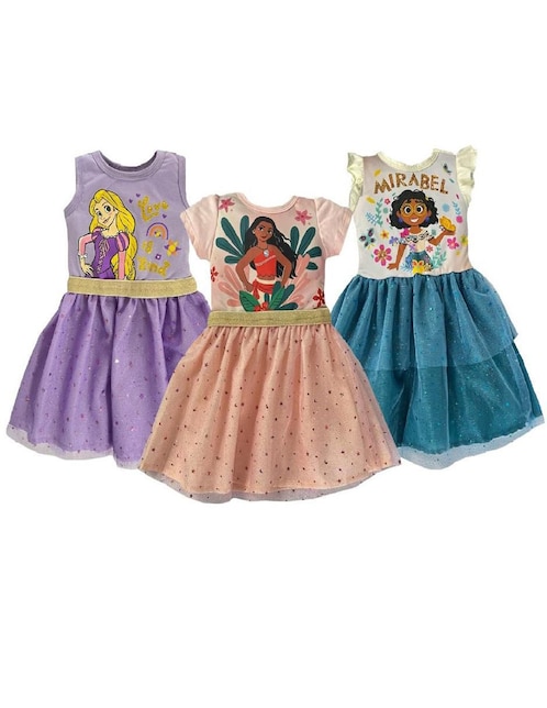 Set vestido Disney Princess manga volantes para niña