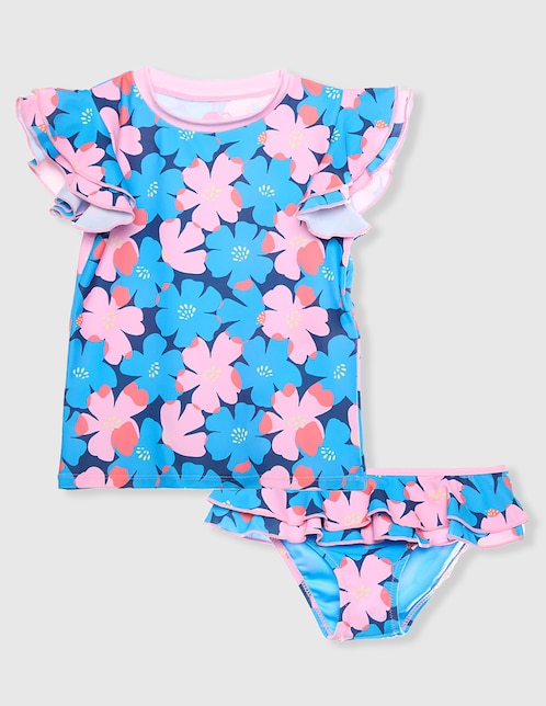 Conjunto wetshirt Boardies estampado floral para niña