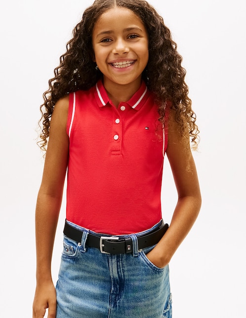 Playera tipo polo Tommy Hilfiger de algodón para niña