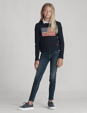 Jeans slim Polo Ralph Lauren deslavado para niña
