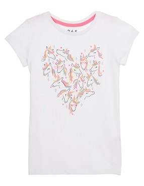 Playera 365 Essential estampado unicornios manga corta para niña