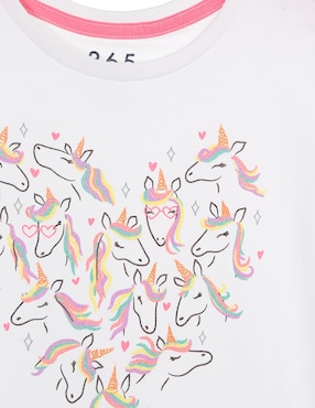 Playera 365 Essential estampado unicornios manga corta para niña