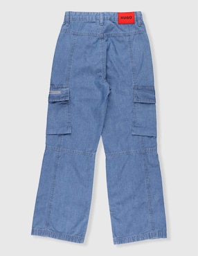 Jeans cargo straight Hugo lavado medio para niña