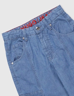 Jeans cargo straight Hugo lavado medio para niña
