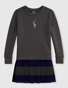 Vestido con suéter Polo manga regular para niña