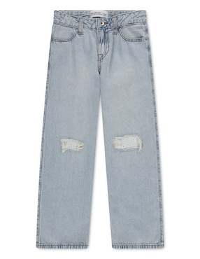 Jeans straight Abercrombie & Fitch lavado destruido para niña