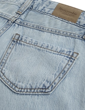Jeans straight Abercrombie & Fitch lavado destruido para niña