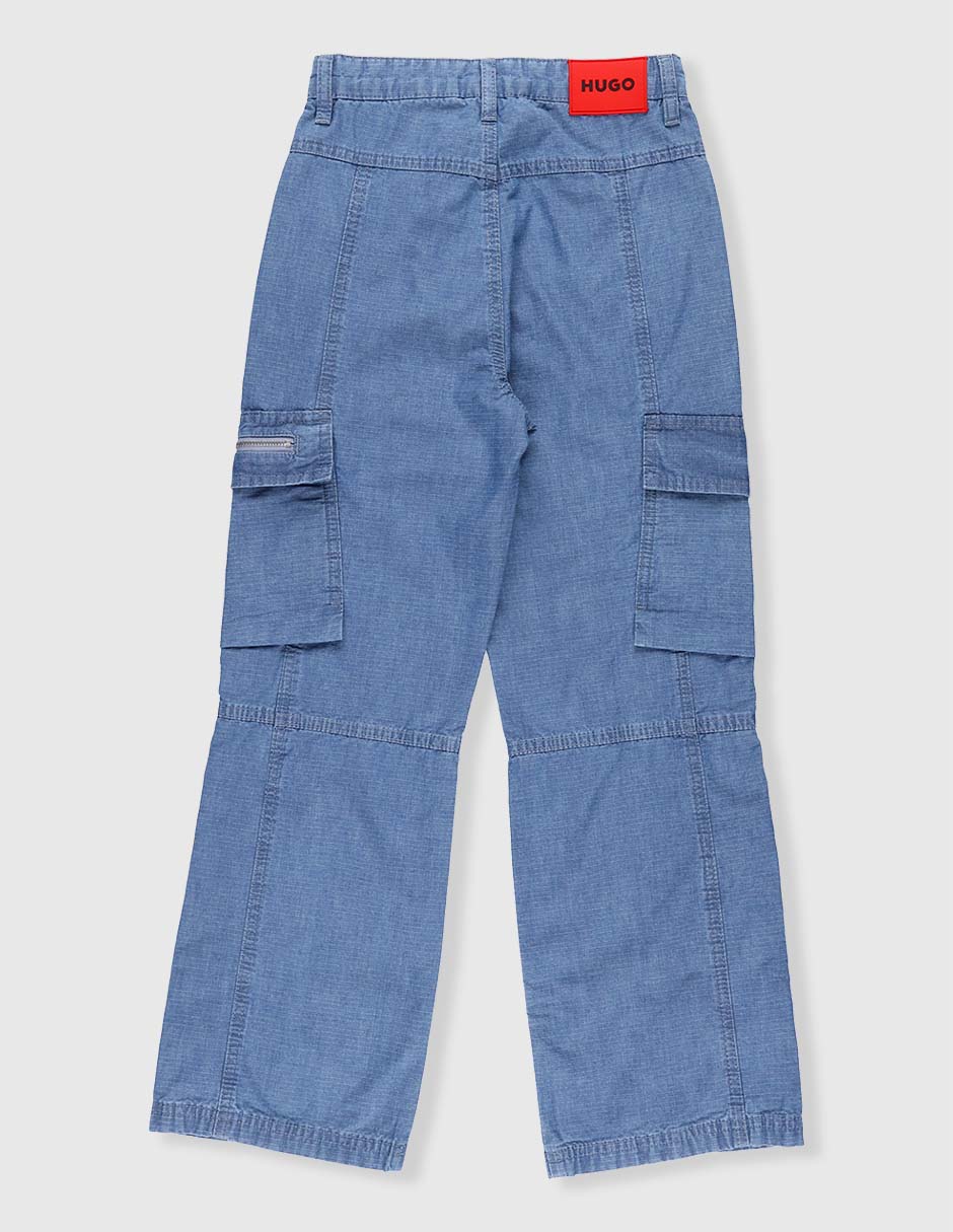 Jeans cargo straight lavado medio para niña 2