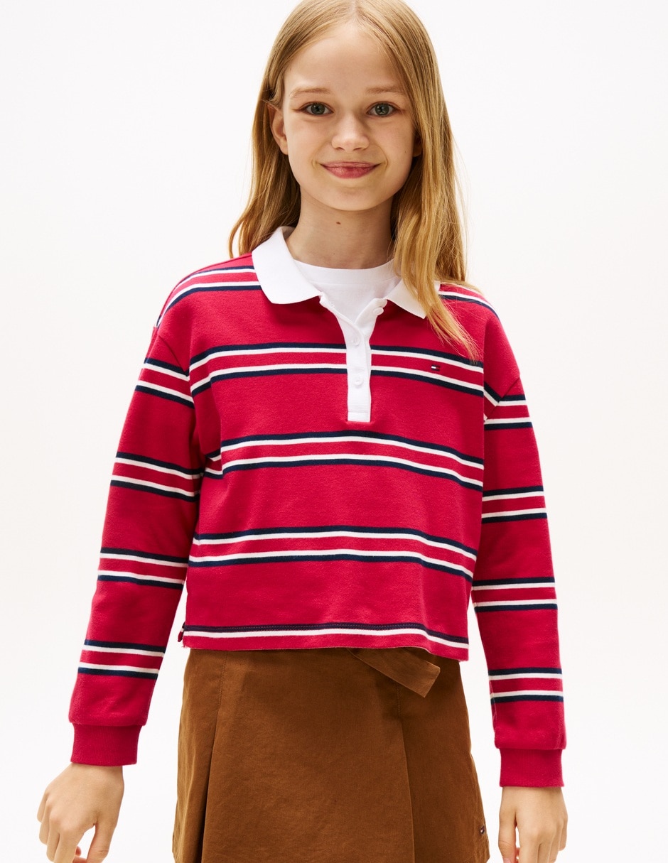 Playera tipo polo de algodón para niña
