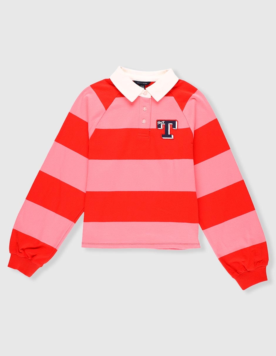Playera tipo polo de algodón para niña