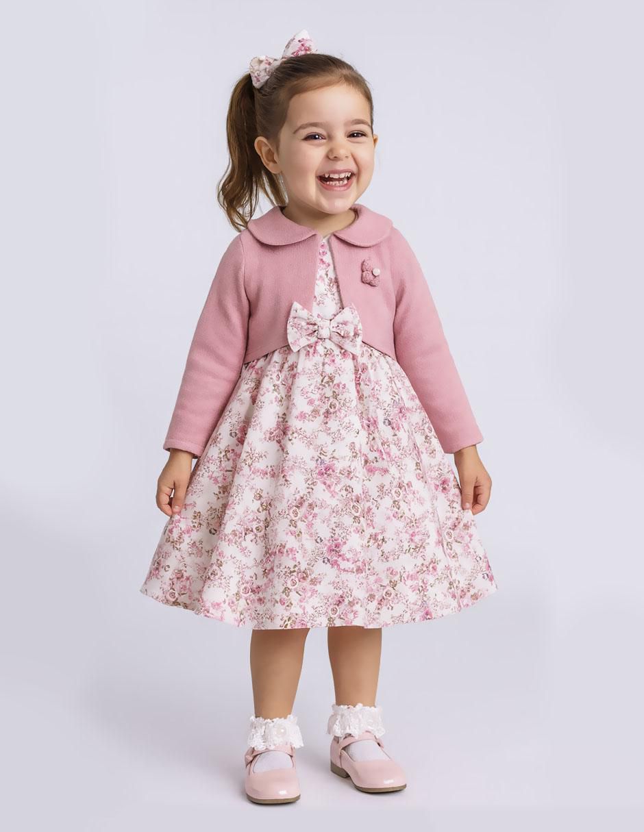 Vestido con suéter manga larga para niña