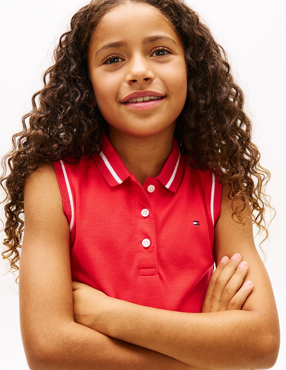Playera tipo polo de algodón para niña 3