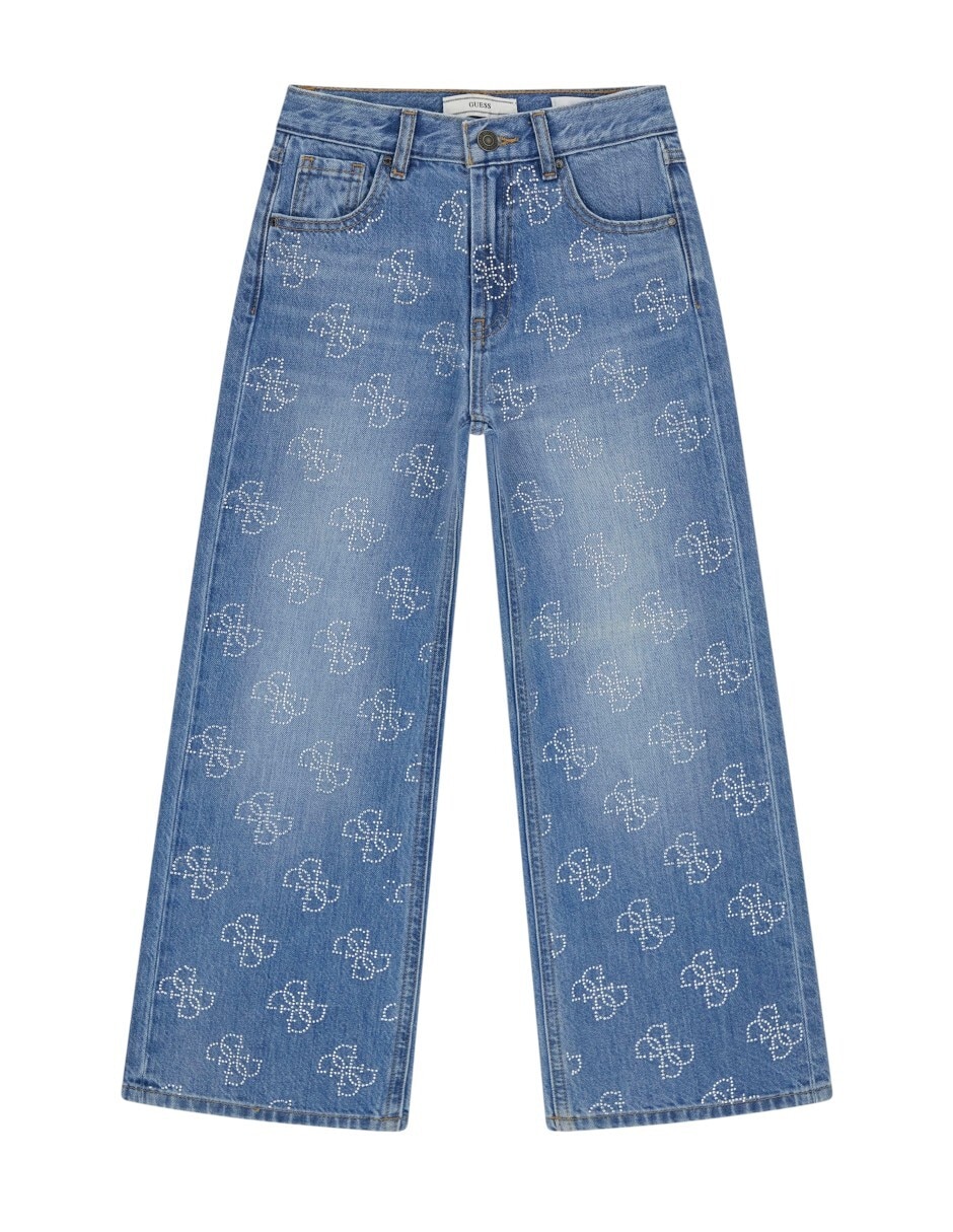 Jeans amplio lavado medio para niña